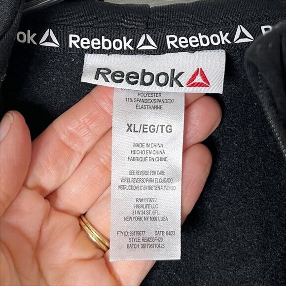 Reebok Men's Half Zip Pullover Sweater XL Black Hoodie Fleece Athletic Jacket - Picture 8 of 9